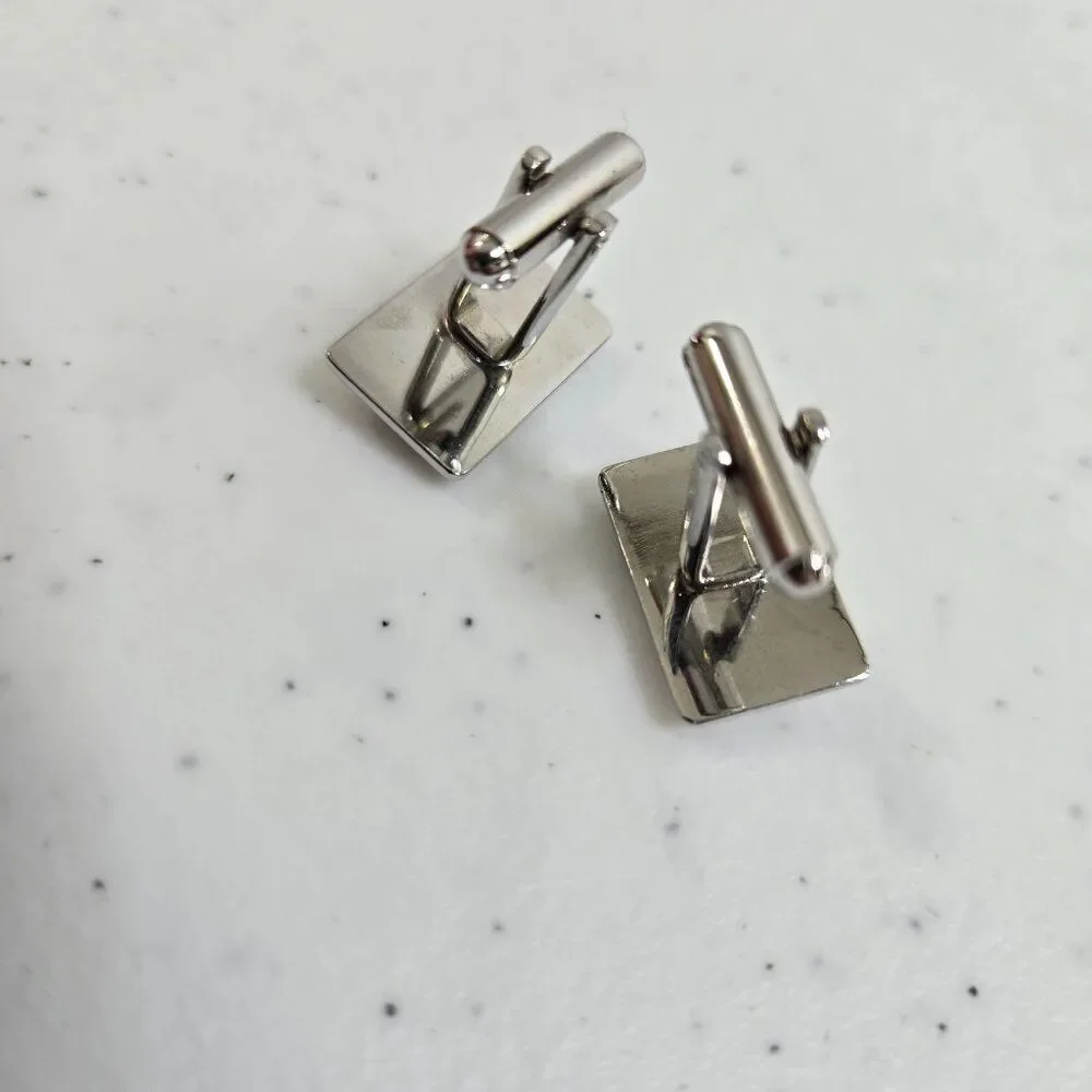 Geoffrey Beene Cufflinks Multi Color Silver Tone Mens Red Blue Yellow